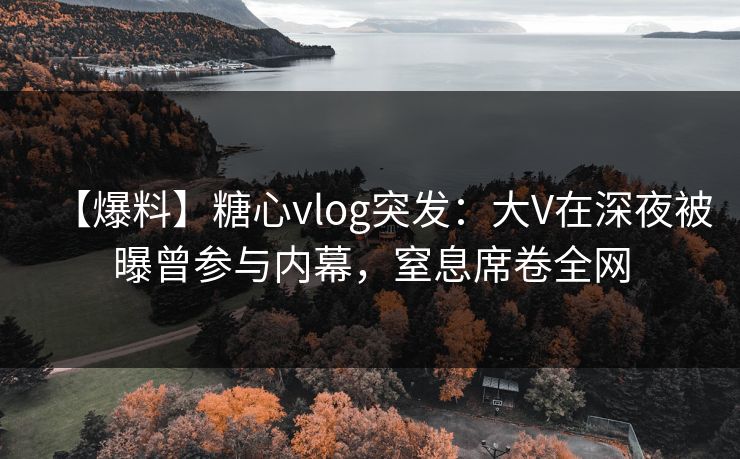 【爆料】糖心vlog突发：大V在深夜被曝曾参与内幕，窒息席卷全网