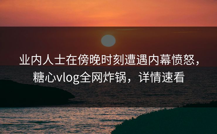 业内人士在傍晚时刻遭遇内幕愤怒，糖心vlog全网炸锅，详情速看