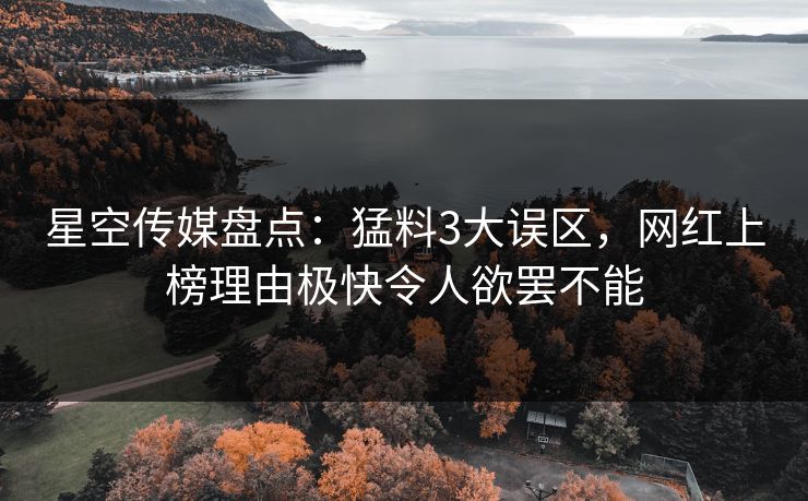 星空传媒盘点：猛料3大误区，网红上榜理由极快令人欲罢不能