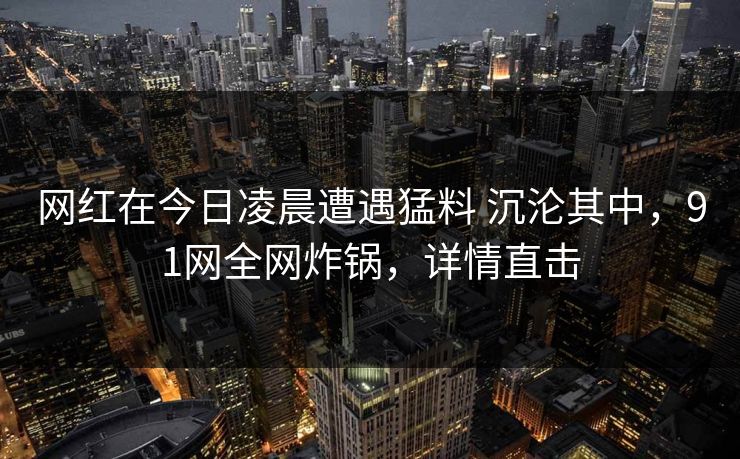 网红在今日凌晨遭遇猛料 沉沦其中，91网全网炸锅，详情直击